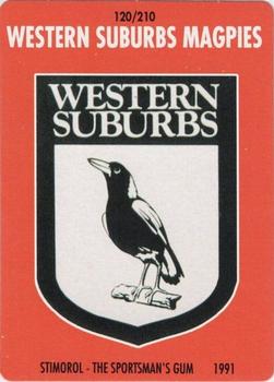 1991 Stimorol NRL #120 Crest - Magpies Front